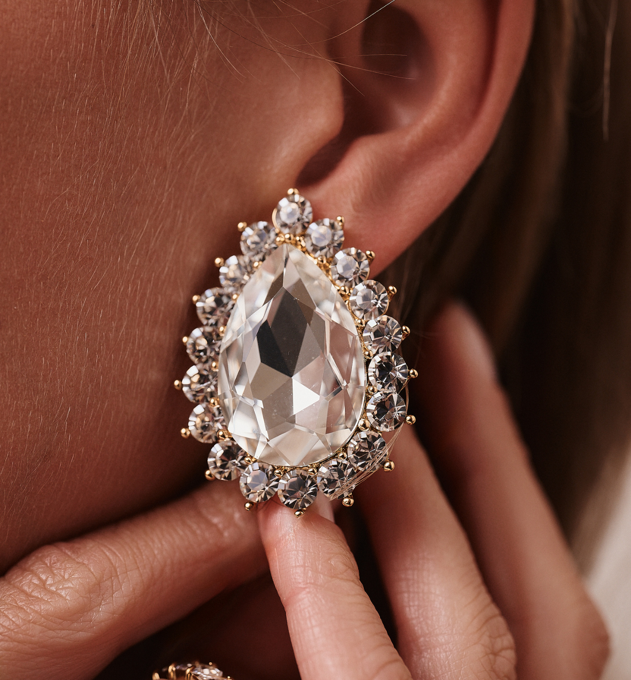 Klipsy z kryształami duże - By Dziubeka