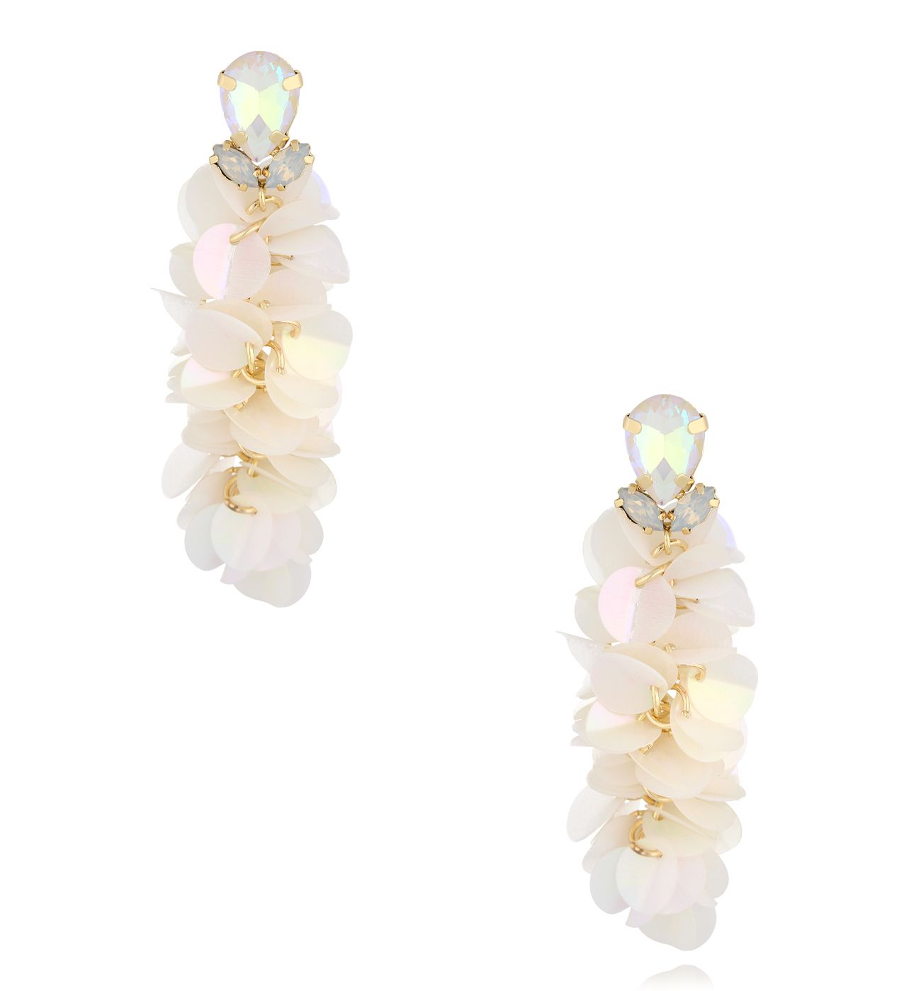 Kolczyki perłowe z cekinami i kryształkami KGA0014 - By Dziubeka