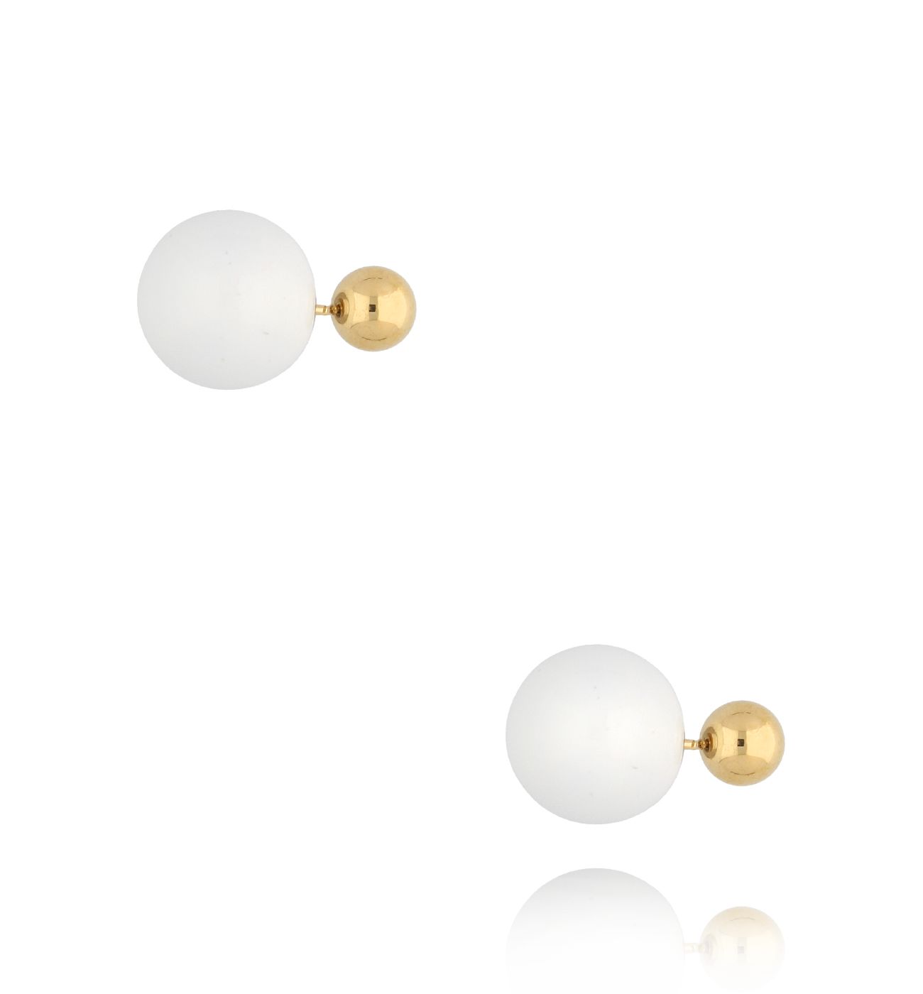 Kolczyki złote kulki z białą emalią Balls - By Dziubeka