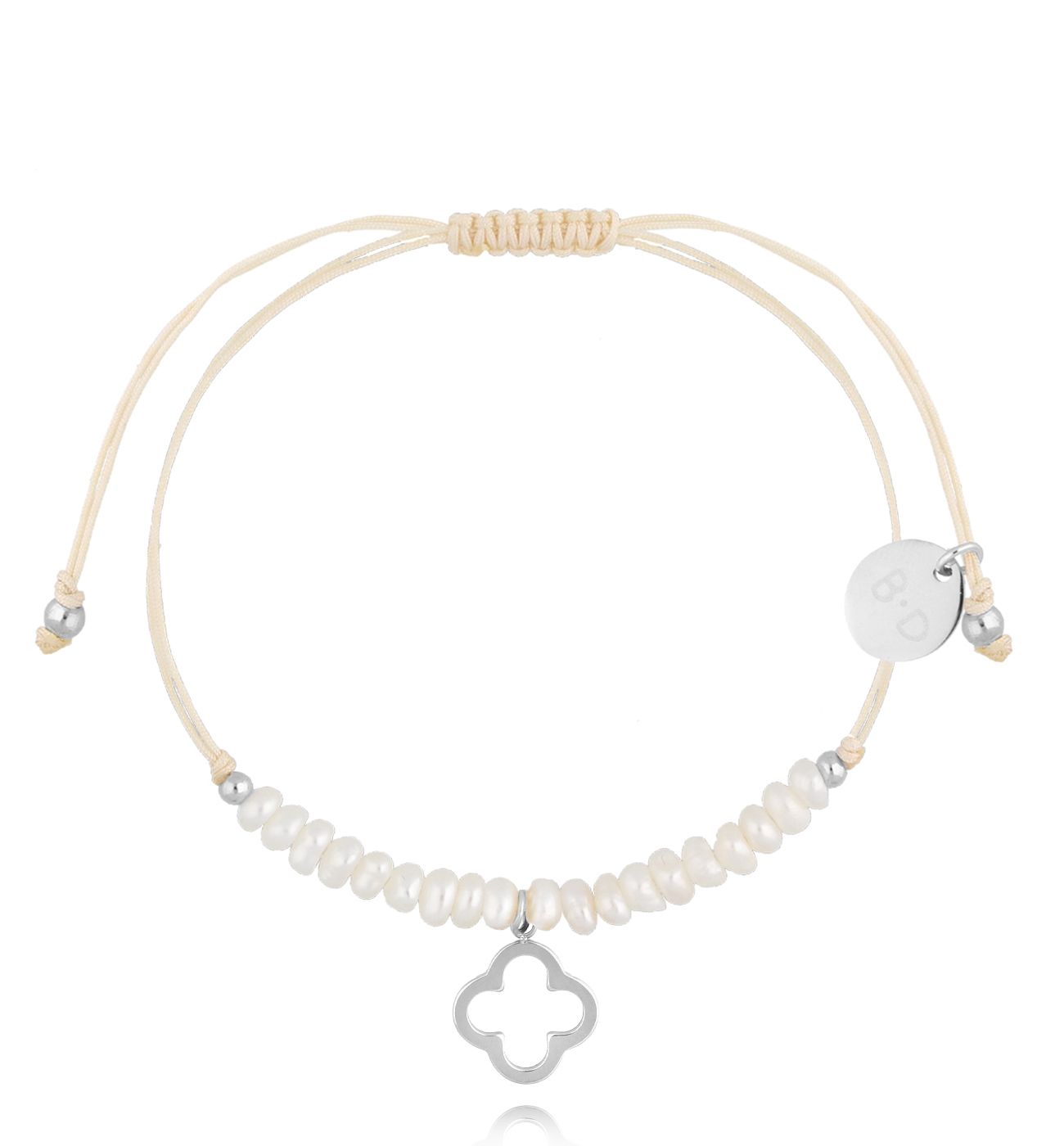 Bransoletka z perełkami i srebrną koniczynką Feliz BMT0225