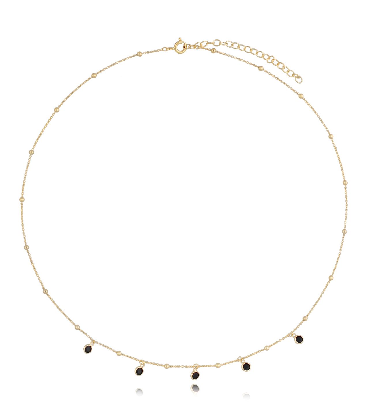 Naszyjnik srebrny pozłacany z czarnymi cyrkoniami - By Dziubeka