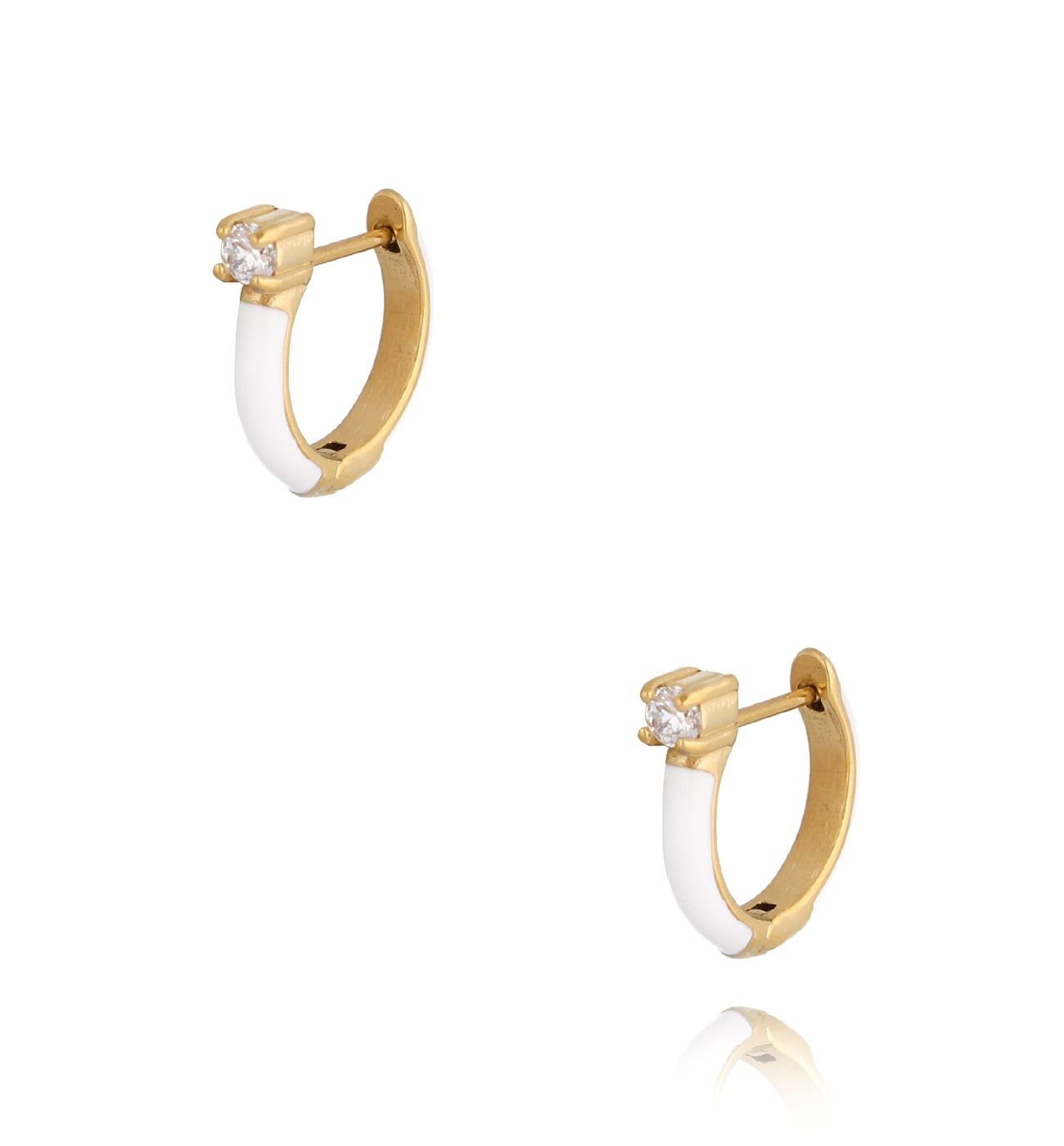 Kolczyki z białą emalią i cyrkonią Oki Enamel - By Dziubeka