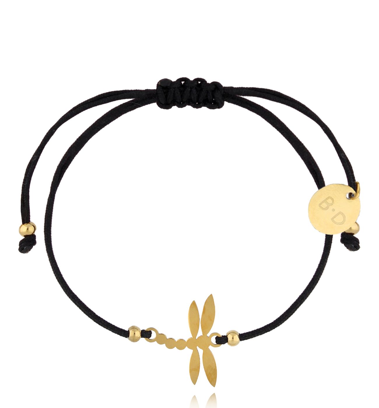 Bransoletka czarna ze złotą ważką Changement BGL0930 - By Dziubeka