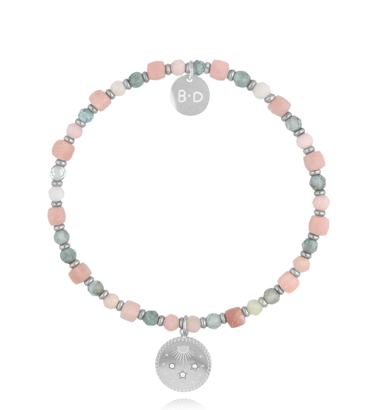 Bransoletka z różowymi opalami i apatytami - By Dziubeka