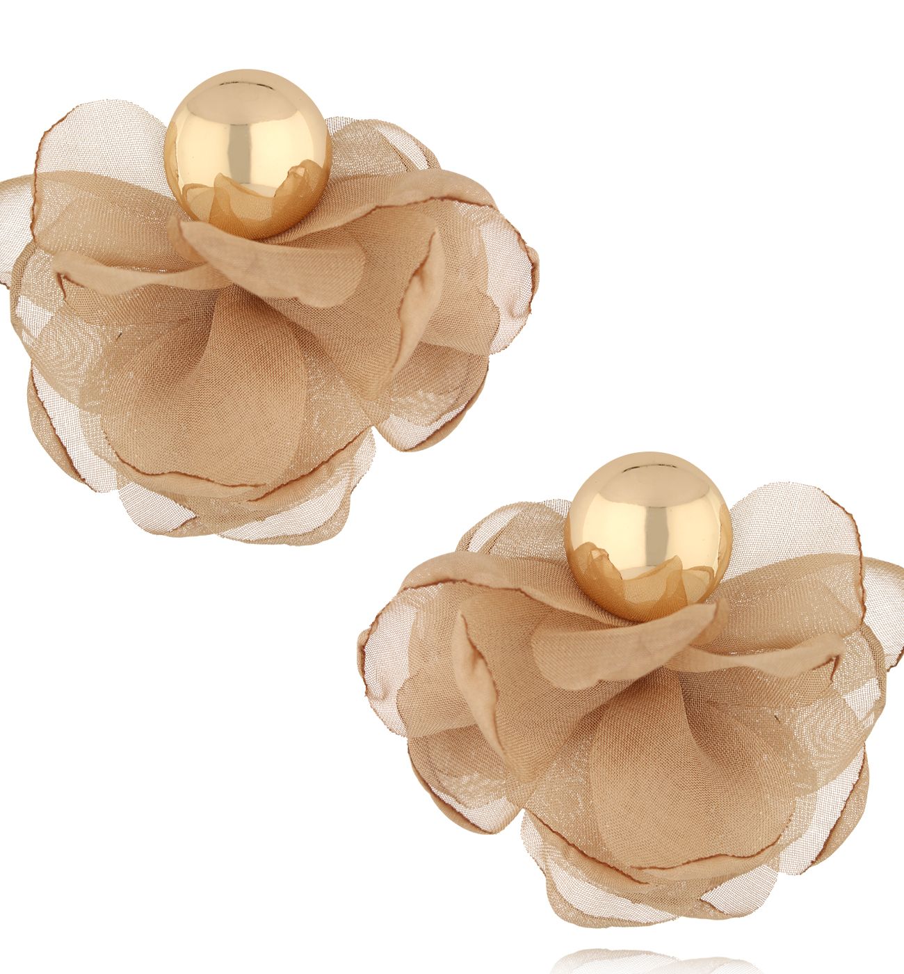 Kolczyki beżowe z tkaniną - By Dziubeka