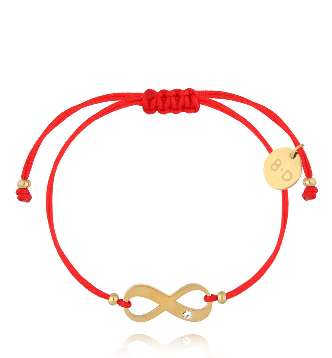 Bransoletka czerwona ze złotą nieskończonością Infinity BGL0852 - By Dziubeka