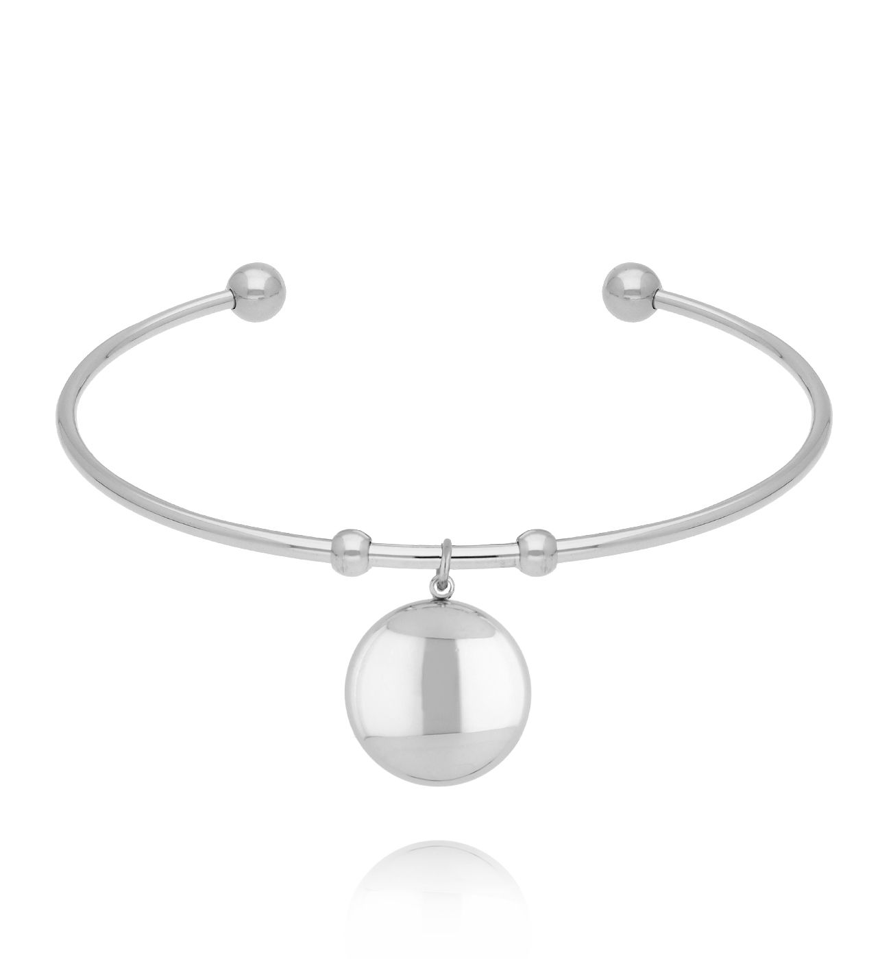 Bransoletka obręcz z kulką srebrna BSY0469
