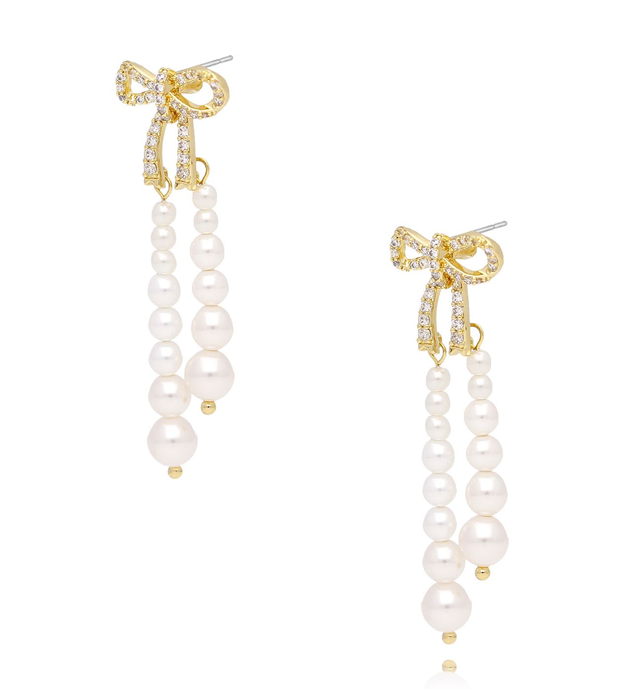 Kolczyki z perełkami i kokardkami KLU0046 - By Dziubeka