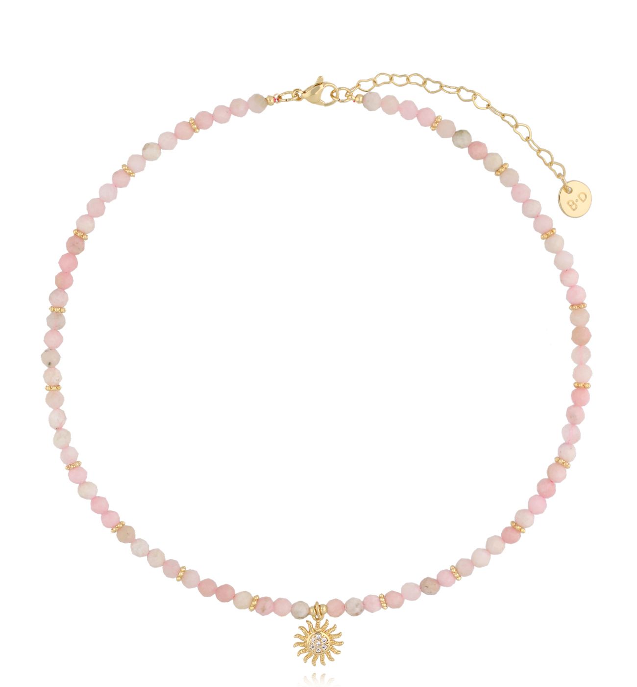 Naszyjnik z różowymi opalami i słoneczkiem NTW1316