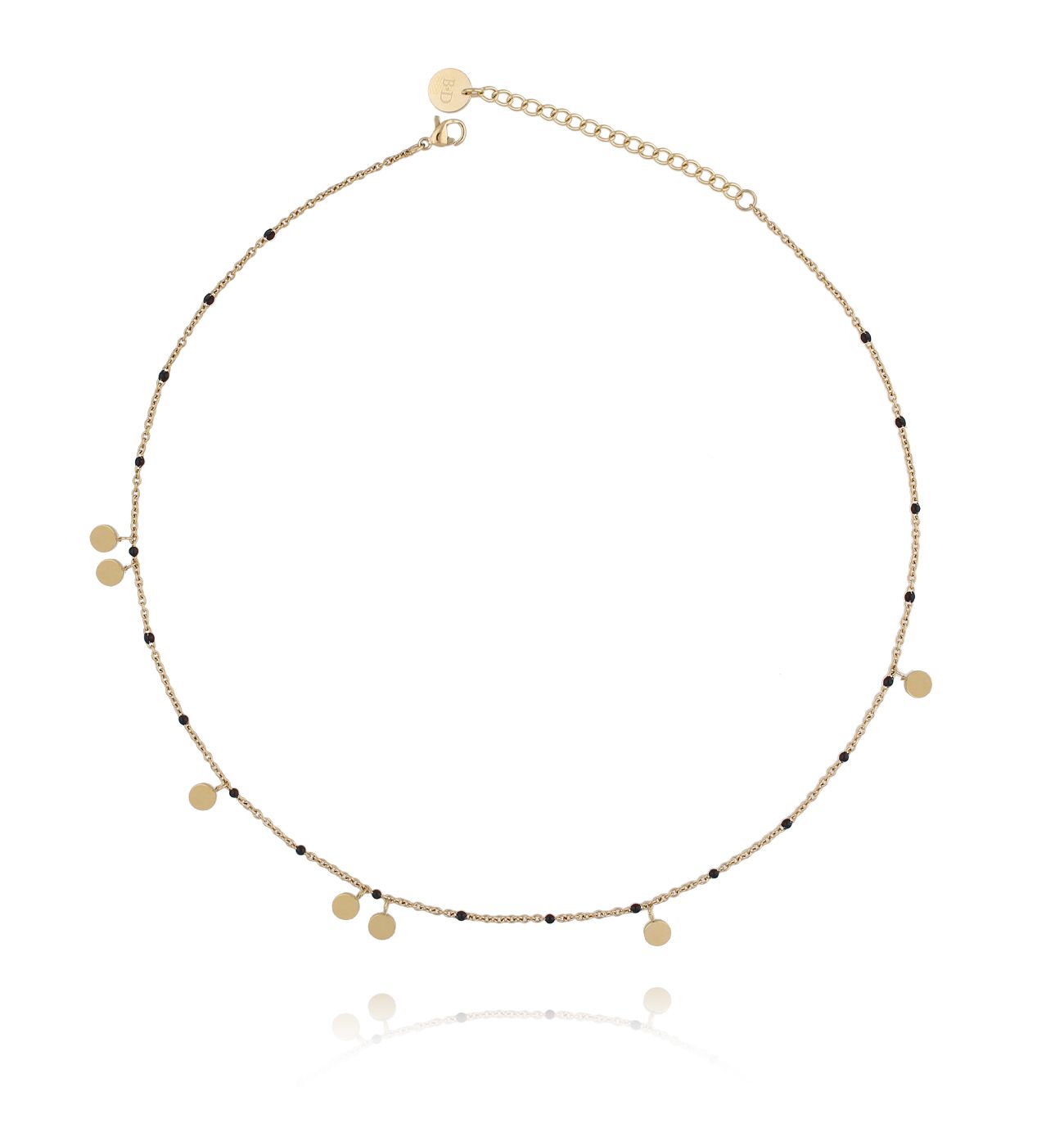 Naszyjnik złoty z dyskami ze stali szlachetnej NSA0056