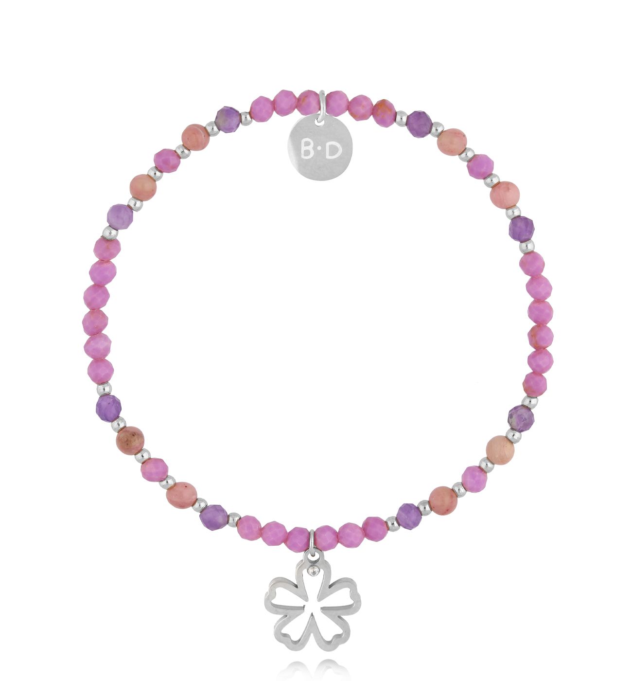 Bransoletka fioletowa z kwiatuszkiem BTW2846