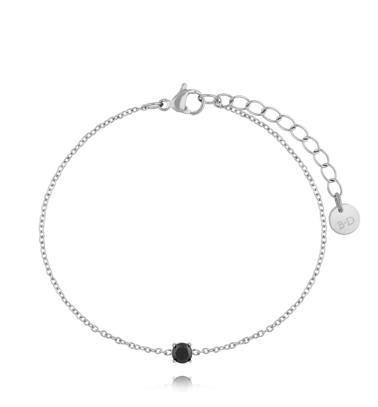 Bransoletka z czarną cyrkonią srebrna BSA0824