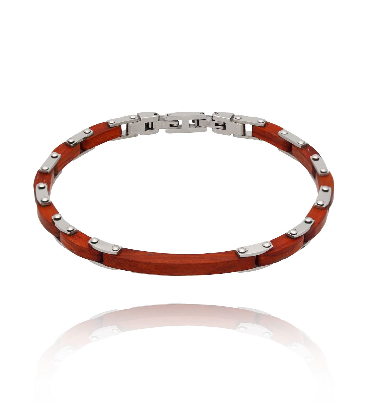 Bransoletka męska z drewna i stali Zaire BMITC0462