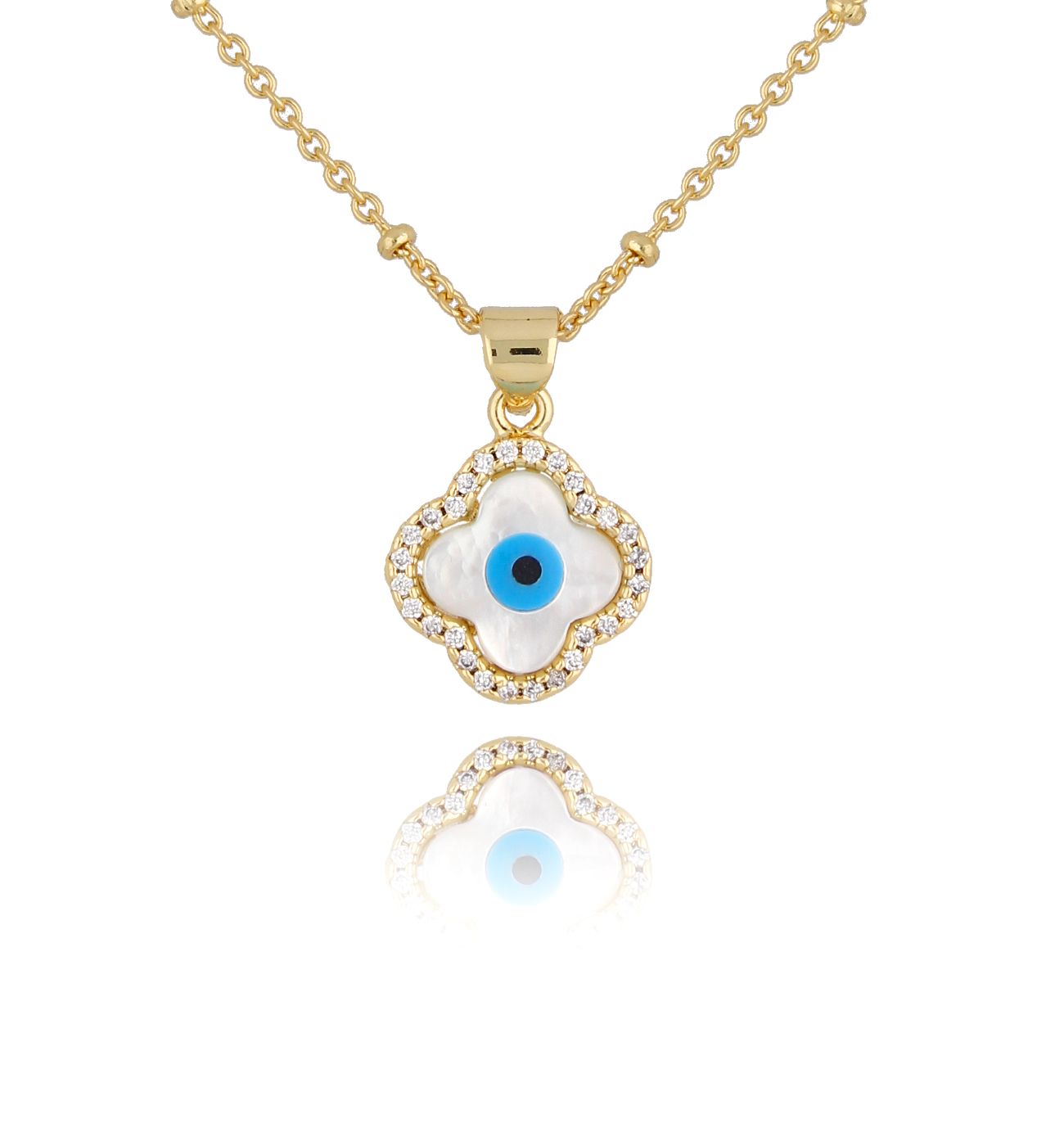 Naszyjnik złoty z okiem Evile Eye - By Dziubeka