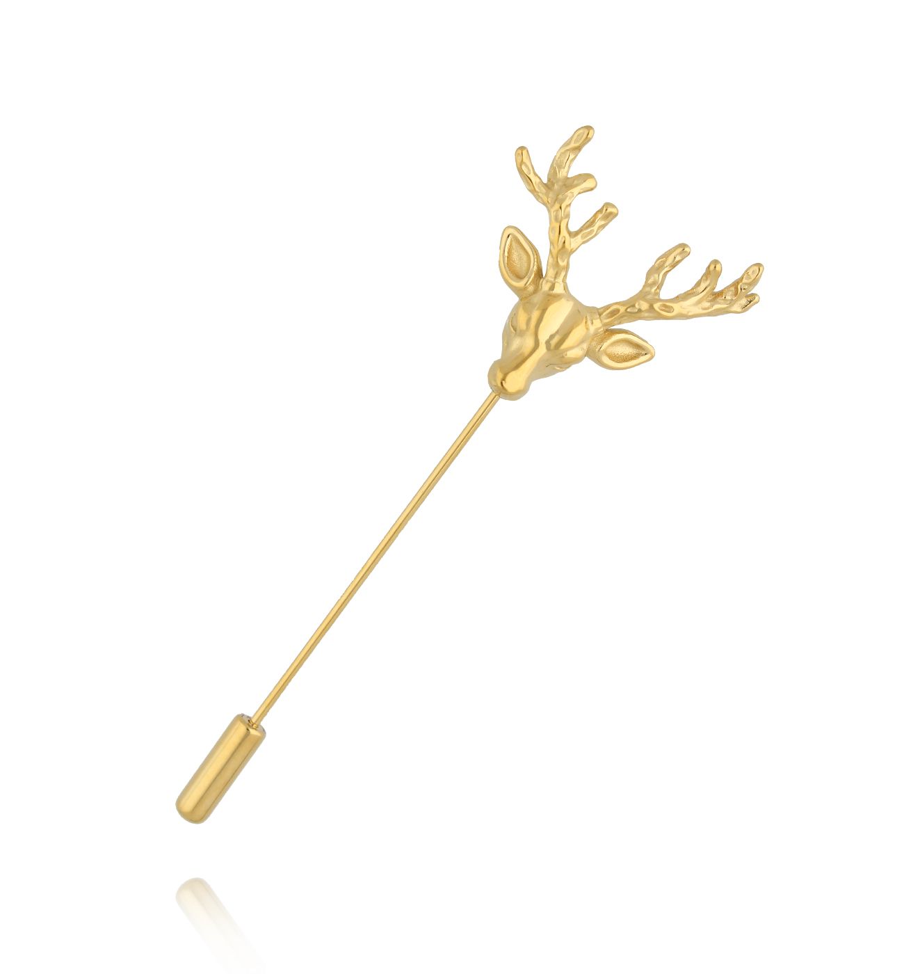 Broszka szpilka z głową jelenia – złota BRSA0012