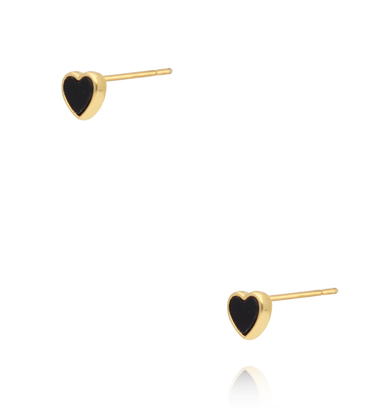 Kolczyki serca z czarnym oczkiem pozłacane KCA0106 - By Dziubeka
