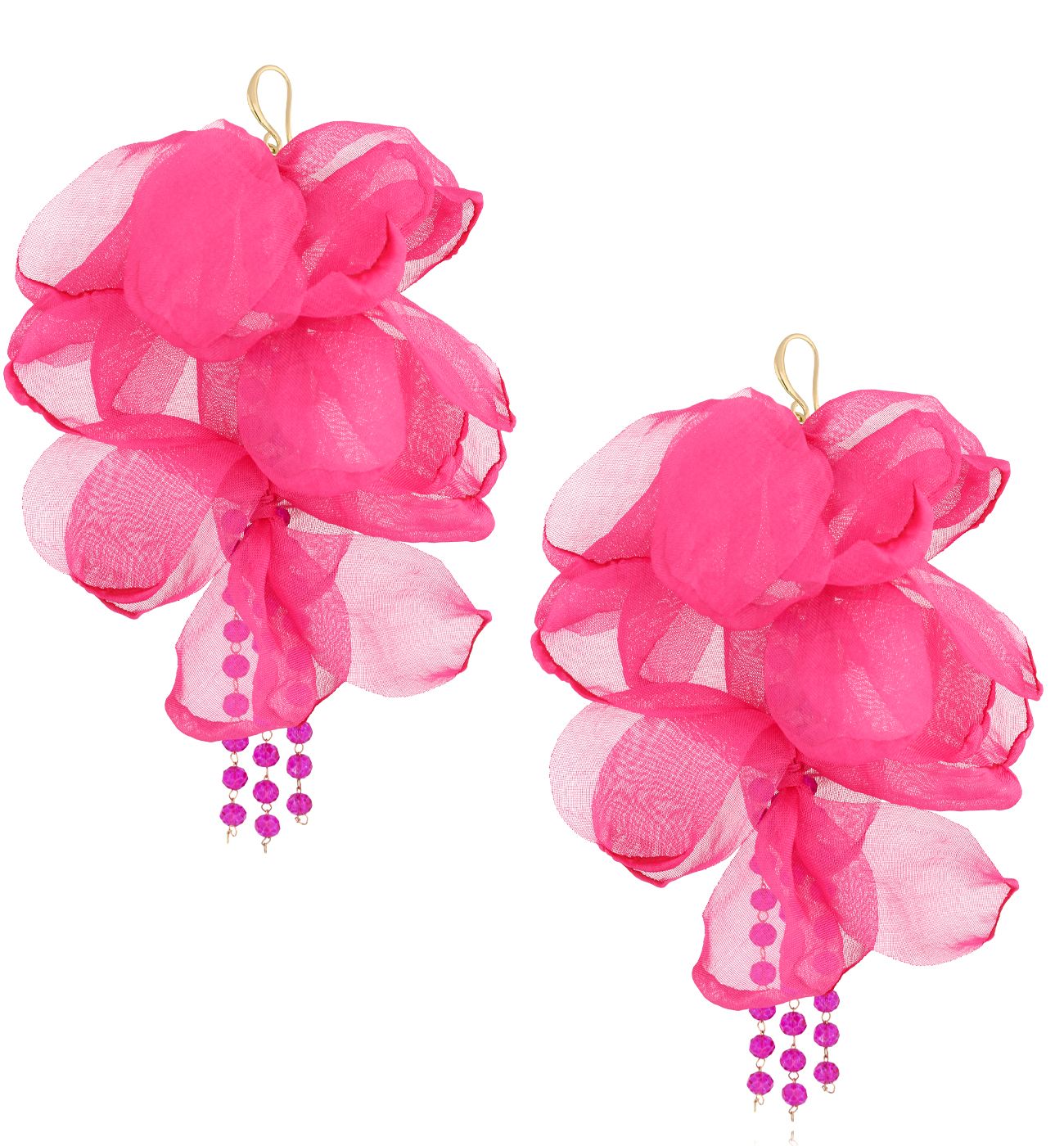 Kolczyki fuksjowe z kryształkami KBL2022