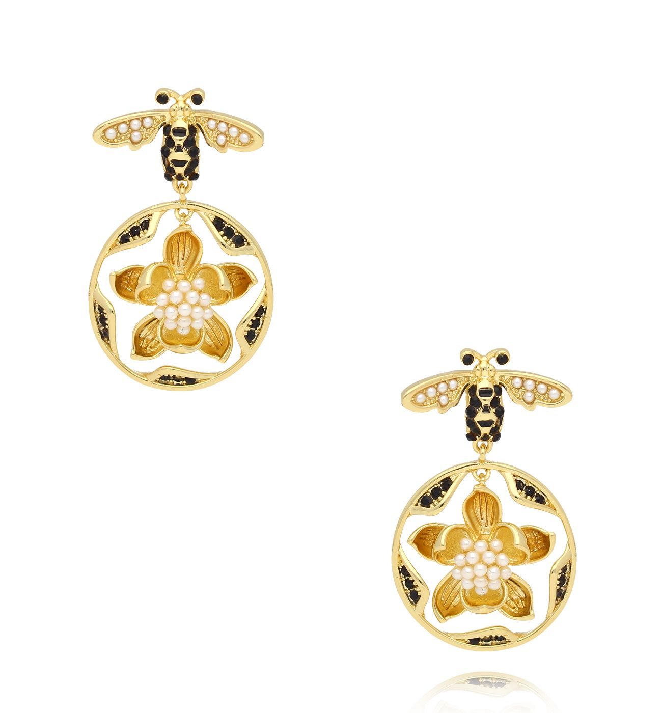 Kolczyki złote z pszczołami Lucimara - By Dziubeka