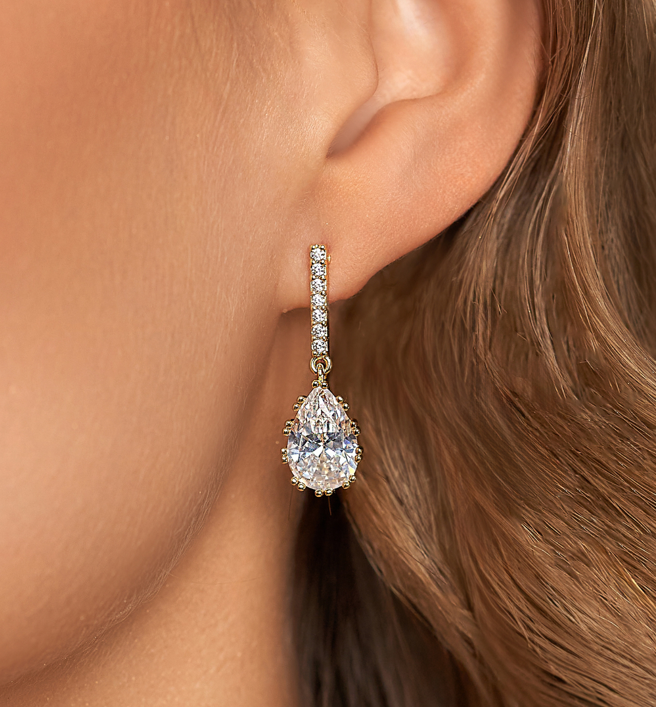 Kolczyki złote z kryształkami Marica - By Dziubeka