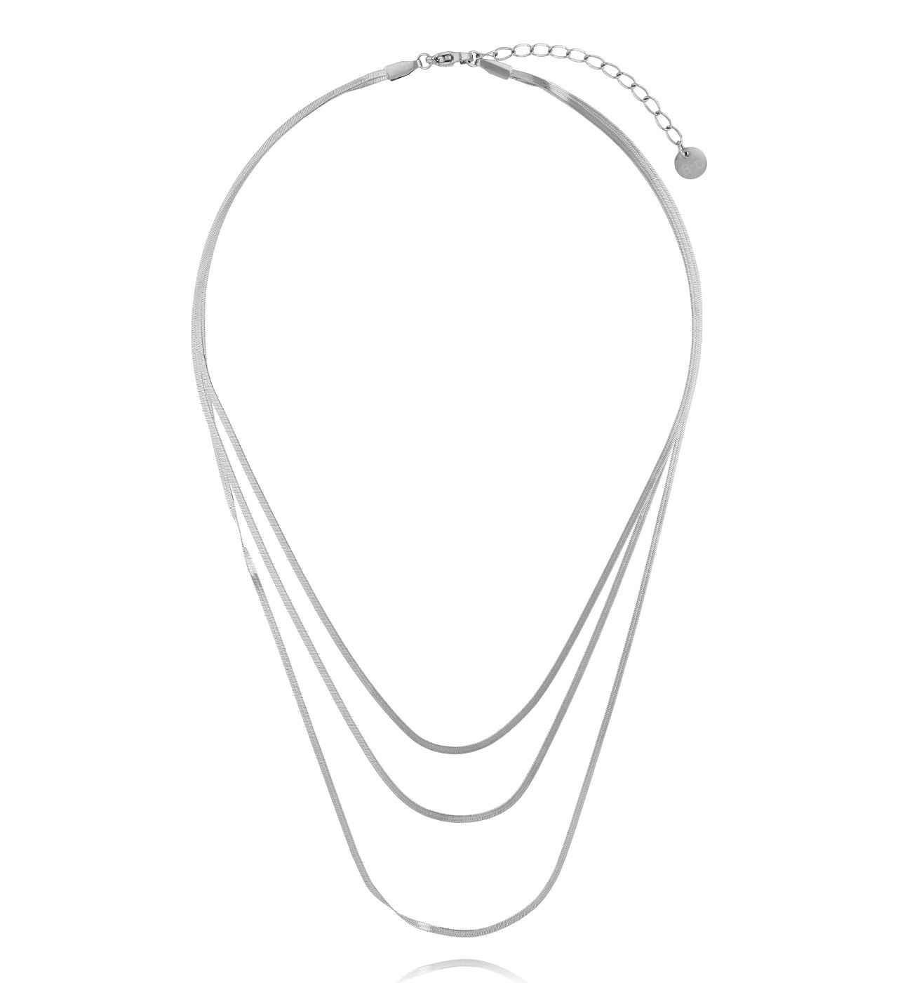 Naszyjnik warstwowy potrójny srebrny żmijka NSY0676 - By Dziubeka