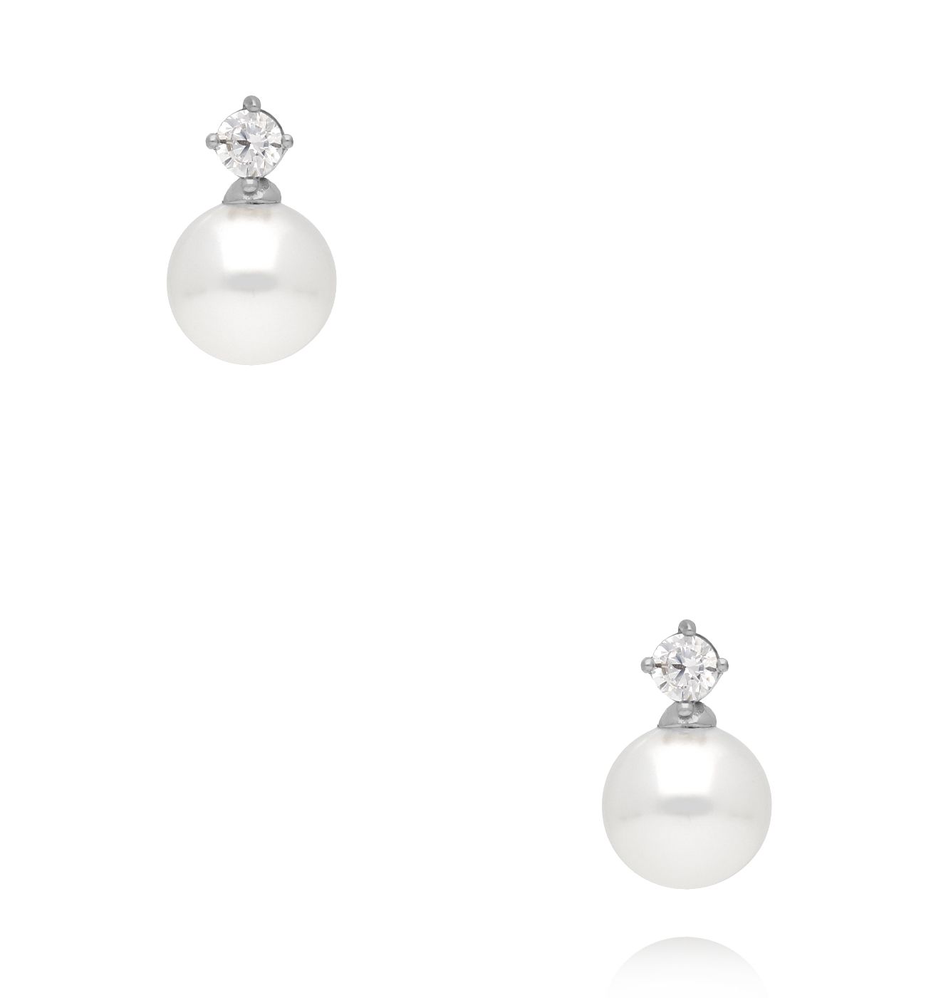 Kolczyki srebrne z perłą i cyrkonią - By Dziubeka