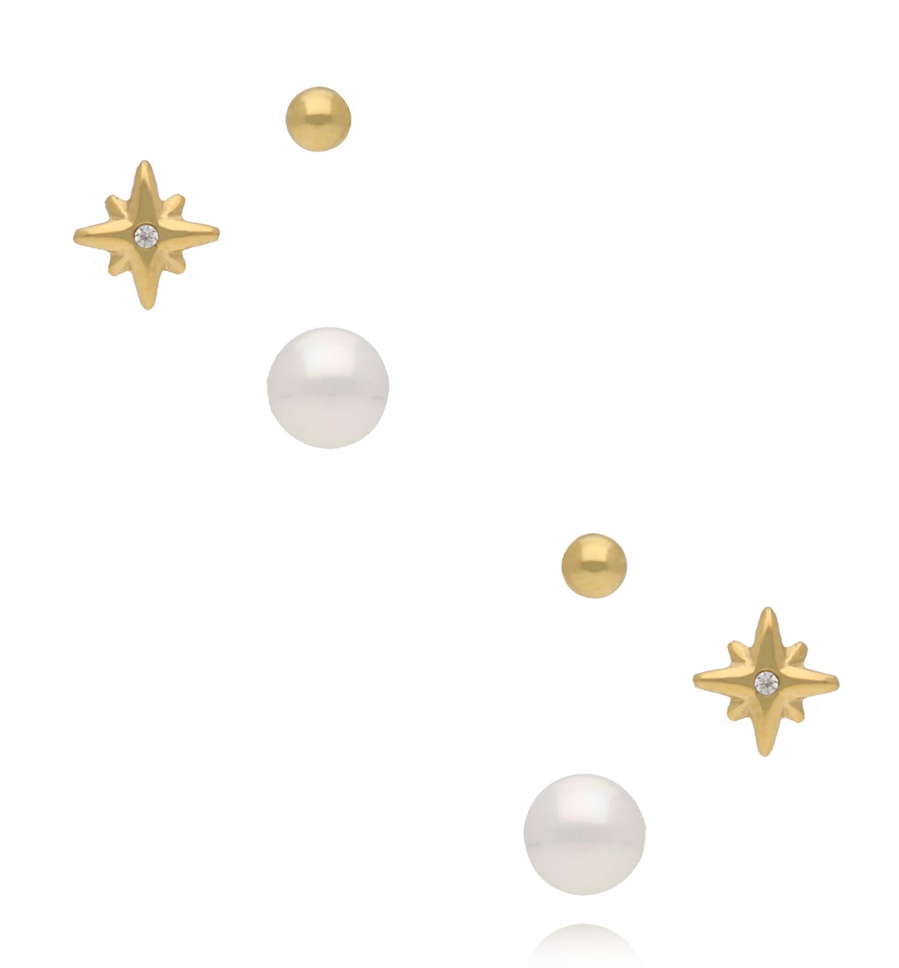 Zestaw kolczyków – gwiazdki, perły i kulki KSY0433 - By Dziubeka