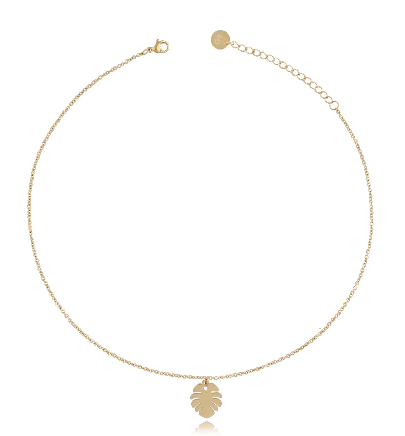 Naszyjnik złoty z liściem monstery - By Dziubeka