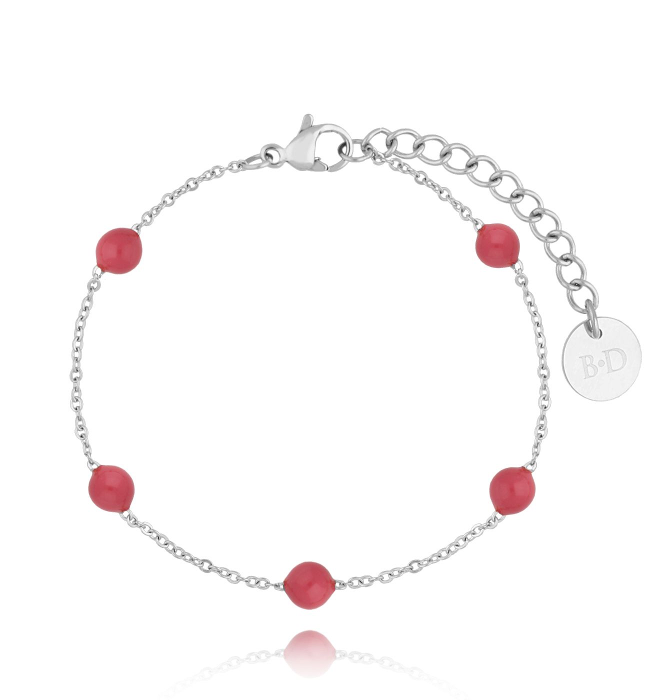 Bransoletka z kuleczkami z różową emalią Chillin - By Dziubeka