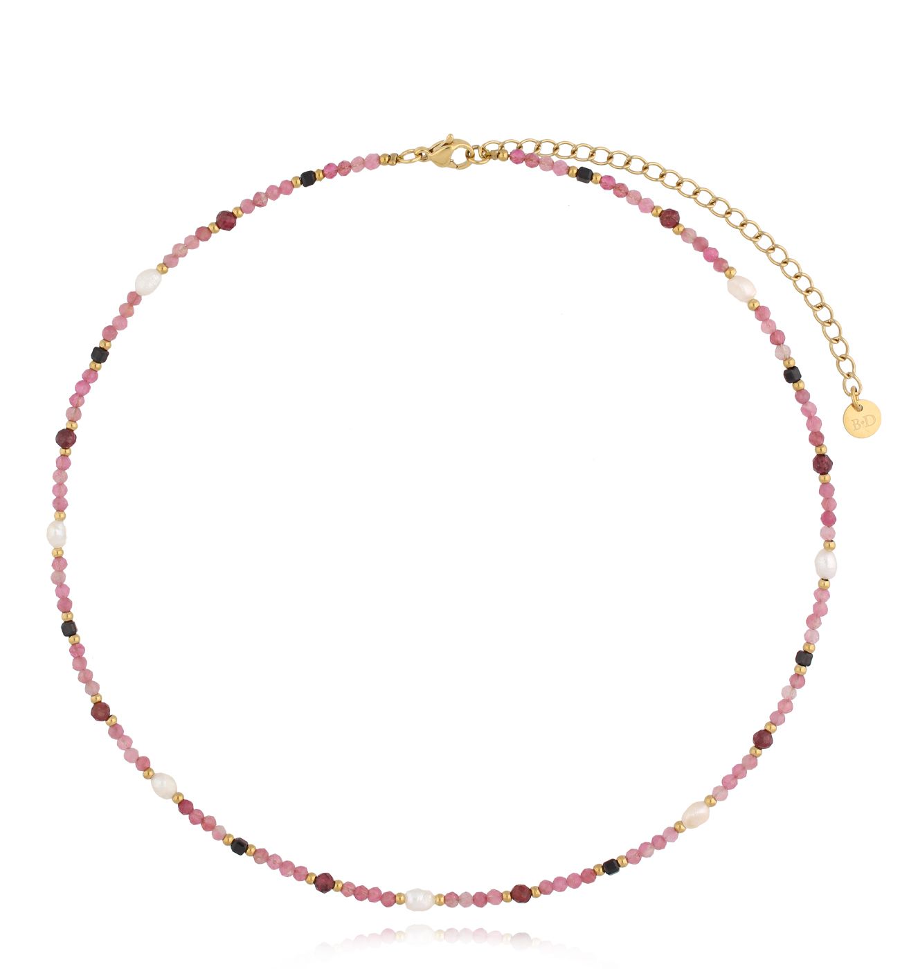 Naszyjnik różowy z kamieniami naturalnymi Defne - By Dziubeka