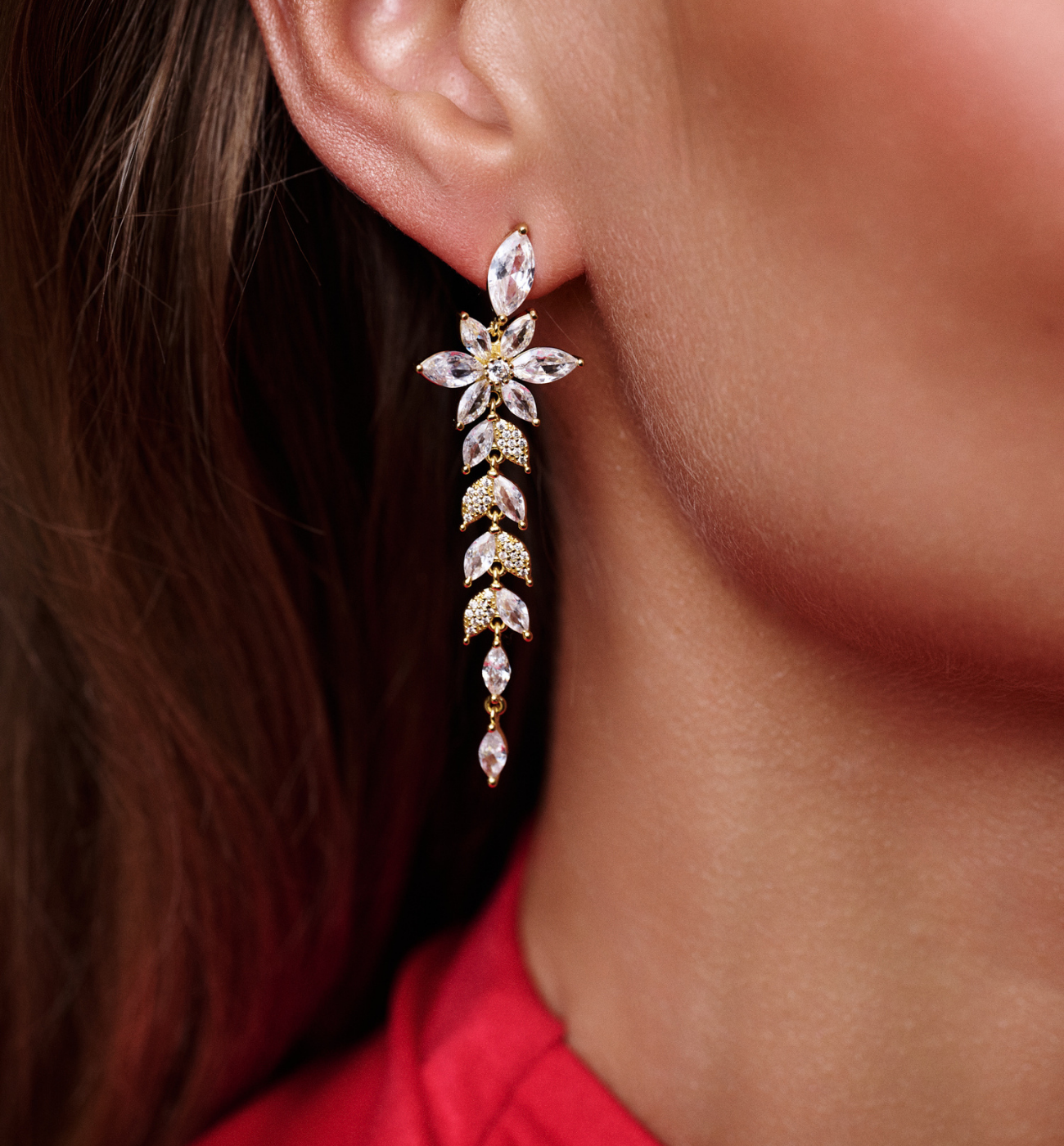 Kolczyki z kryształami złote - By Dziubeka