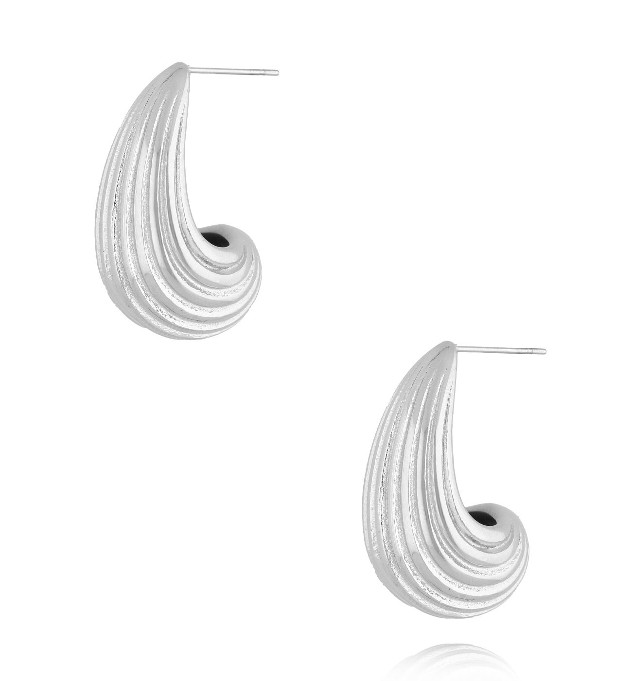 Kolczyki krople karbowane srebrne Statement Piece - By Dziubeka