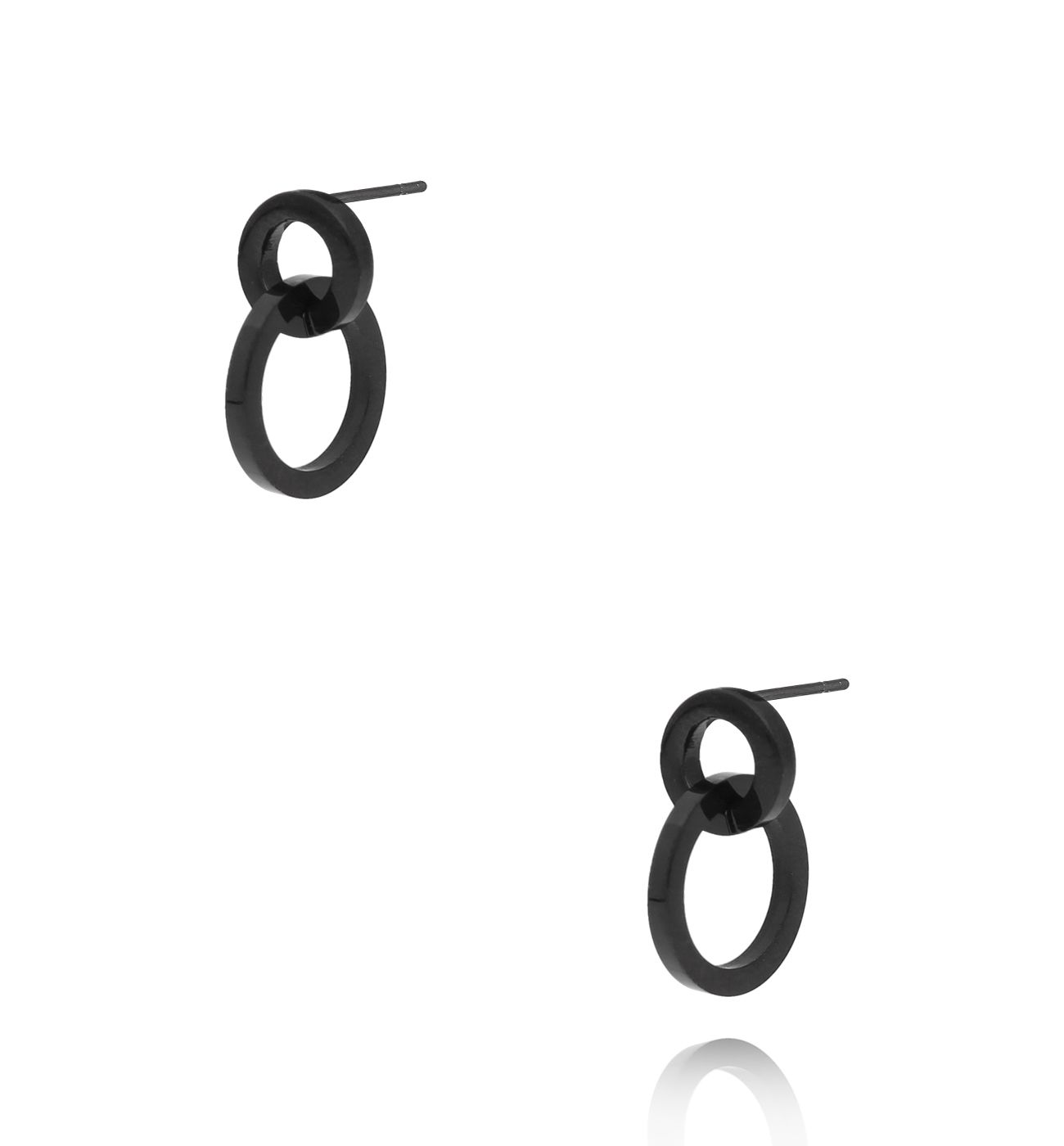 Kolczyki z kółeczkami czarne Double Circles KMITC0040