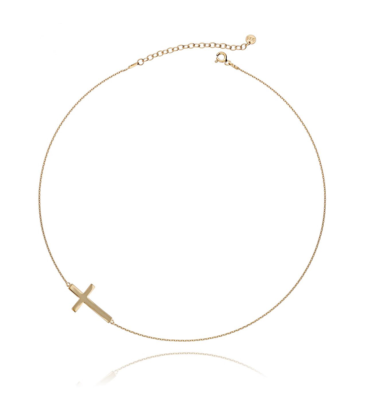 Naszyjnik srebrny pozłacany z krzyżem NSE0056