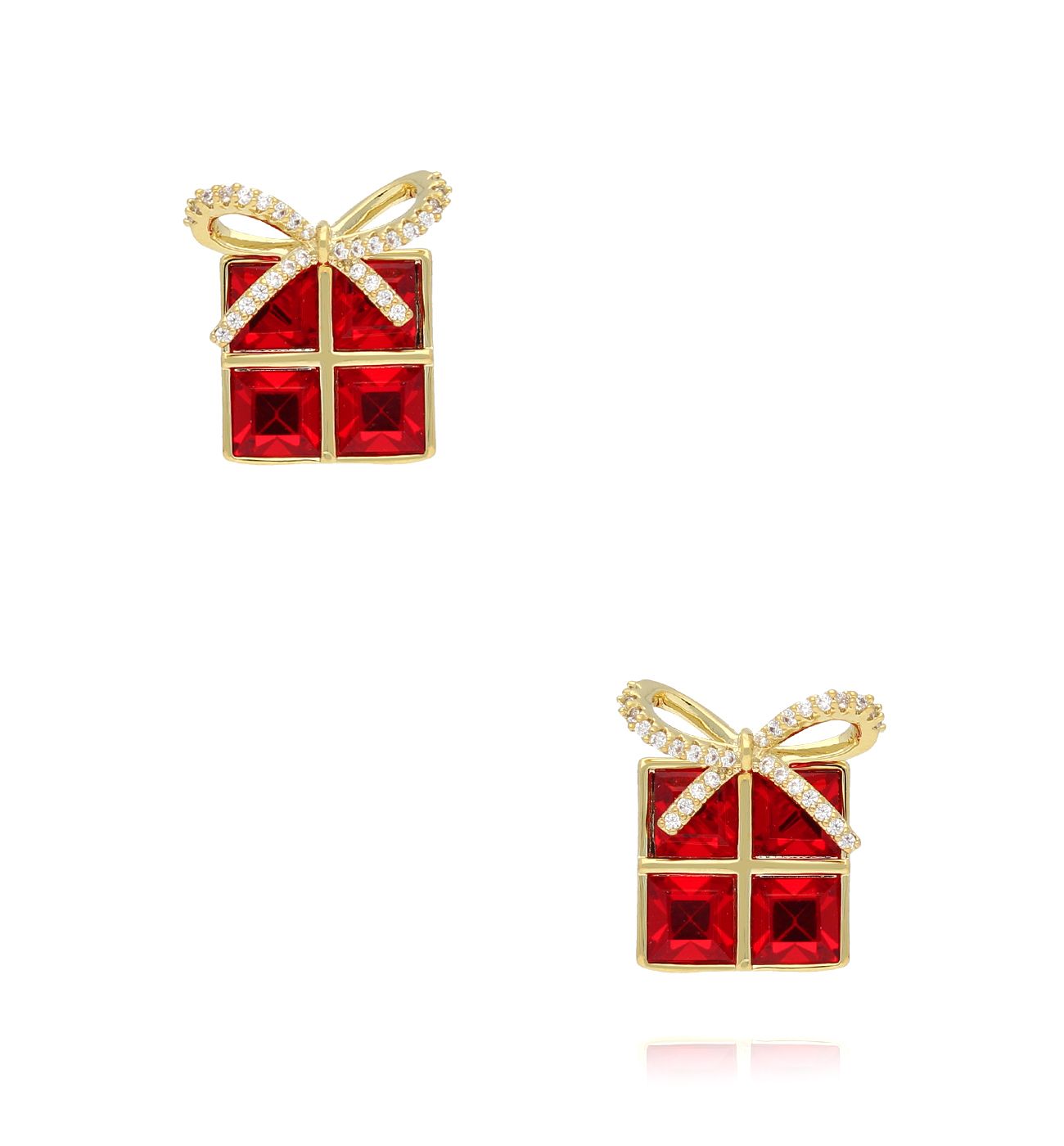 Kolczyki świąteczne prezenty z czerwonymi kryształami KSY0280 - By Dziubeka
