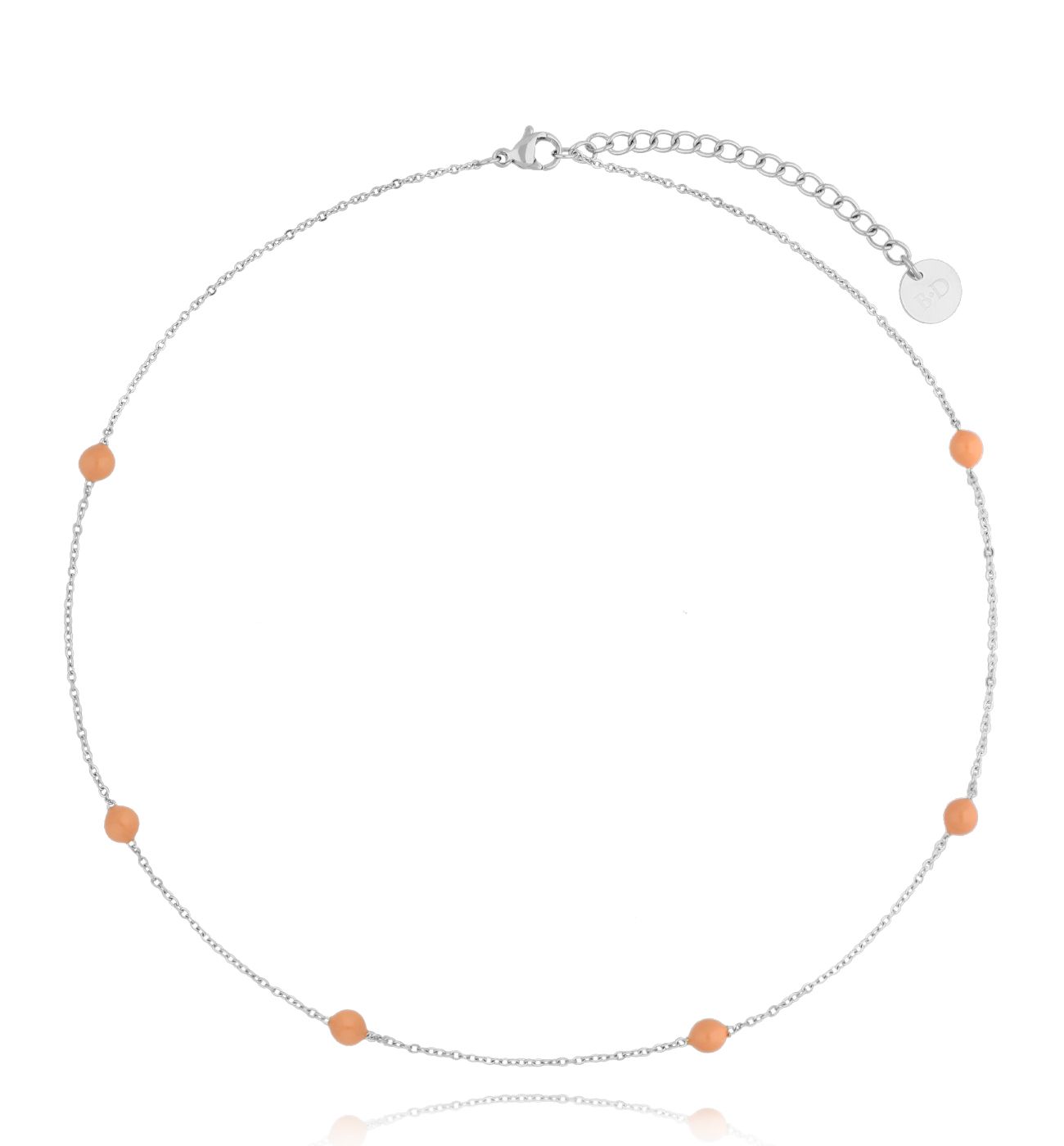 Naszyjnik z kuleczkami z brzoskwiniową emalią Chillin - By Dziubeka