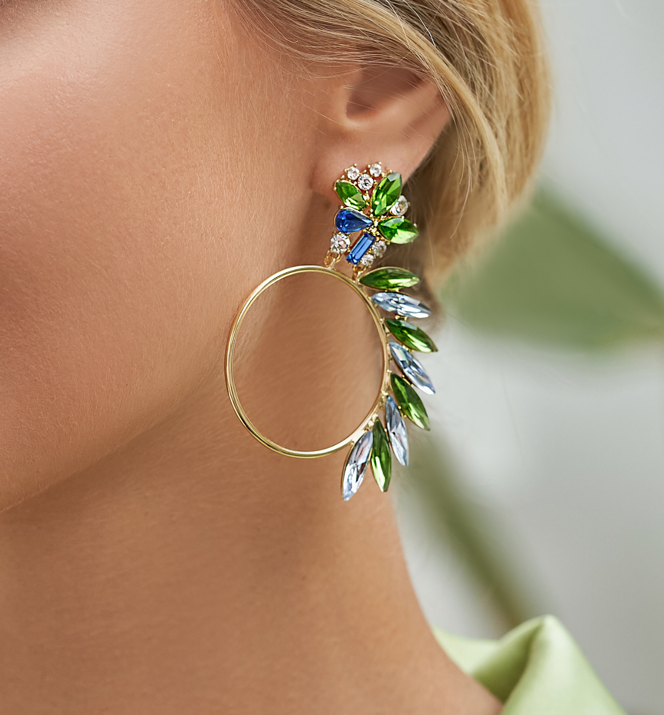 Kolczyki zielono niebieskie z kryształkami Crazy Girl KSS1371