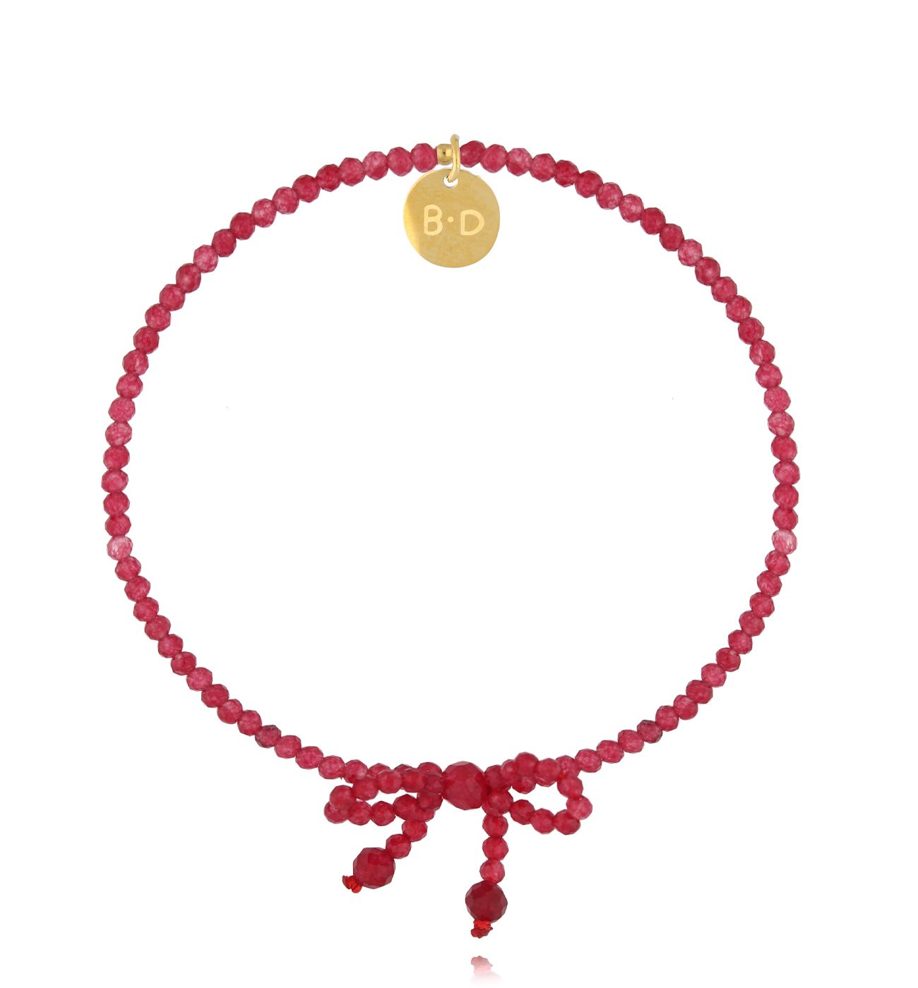 Bransoletka z czerwonymi agatami i kokardką BSY0171