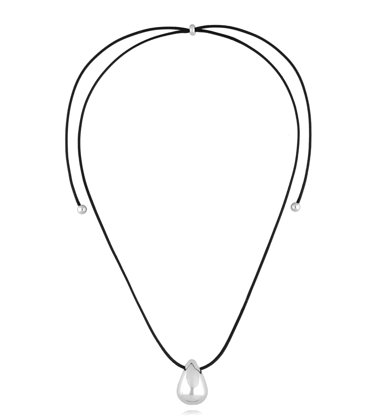 Naszyjnik ze srebrną kroplą na rzemyku - By Dziubeka