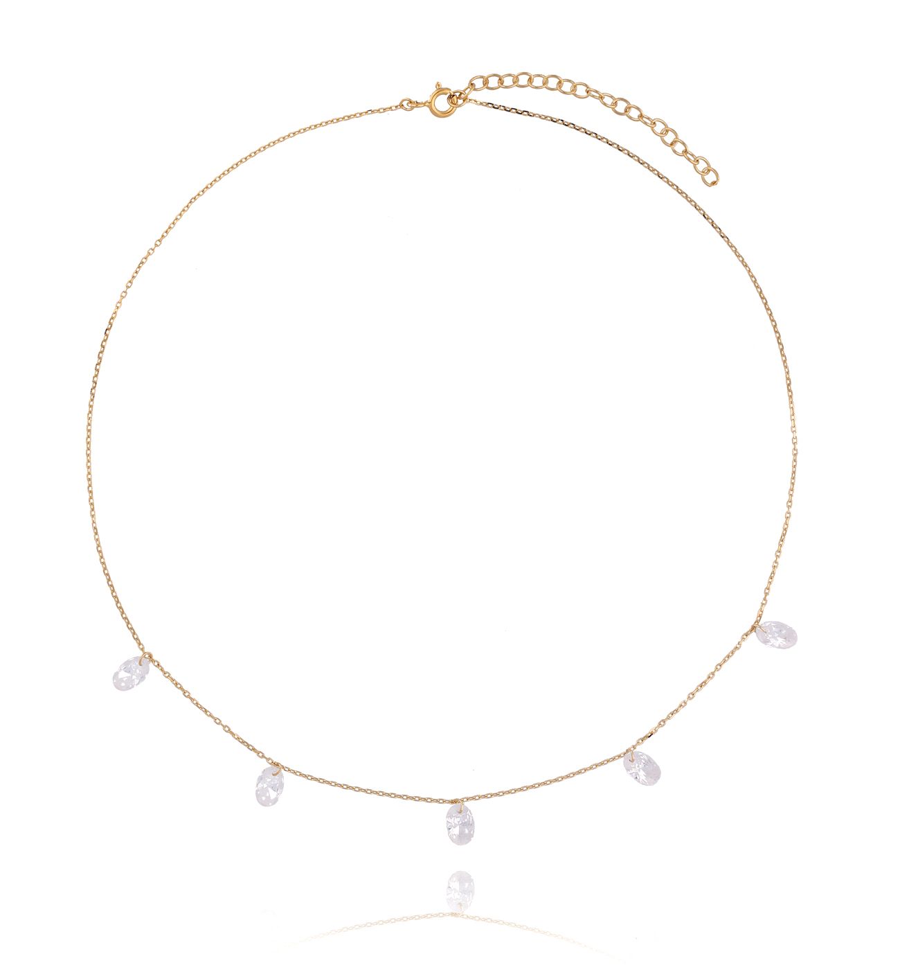 Naszyjnik srebrny pozłacany z kryształkami NSE0091