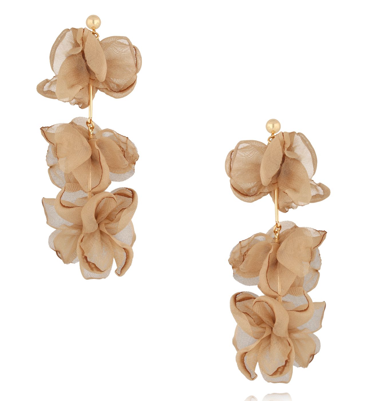 Kolczyki beżowe długie materiałowe KBL1994