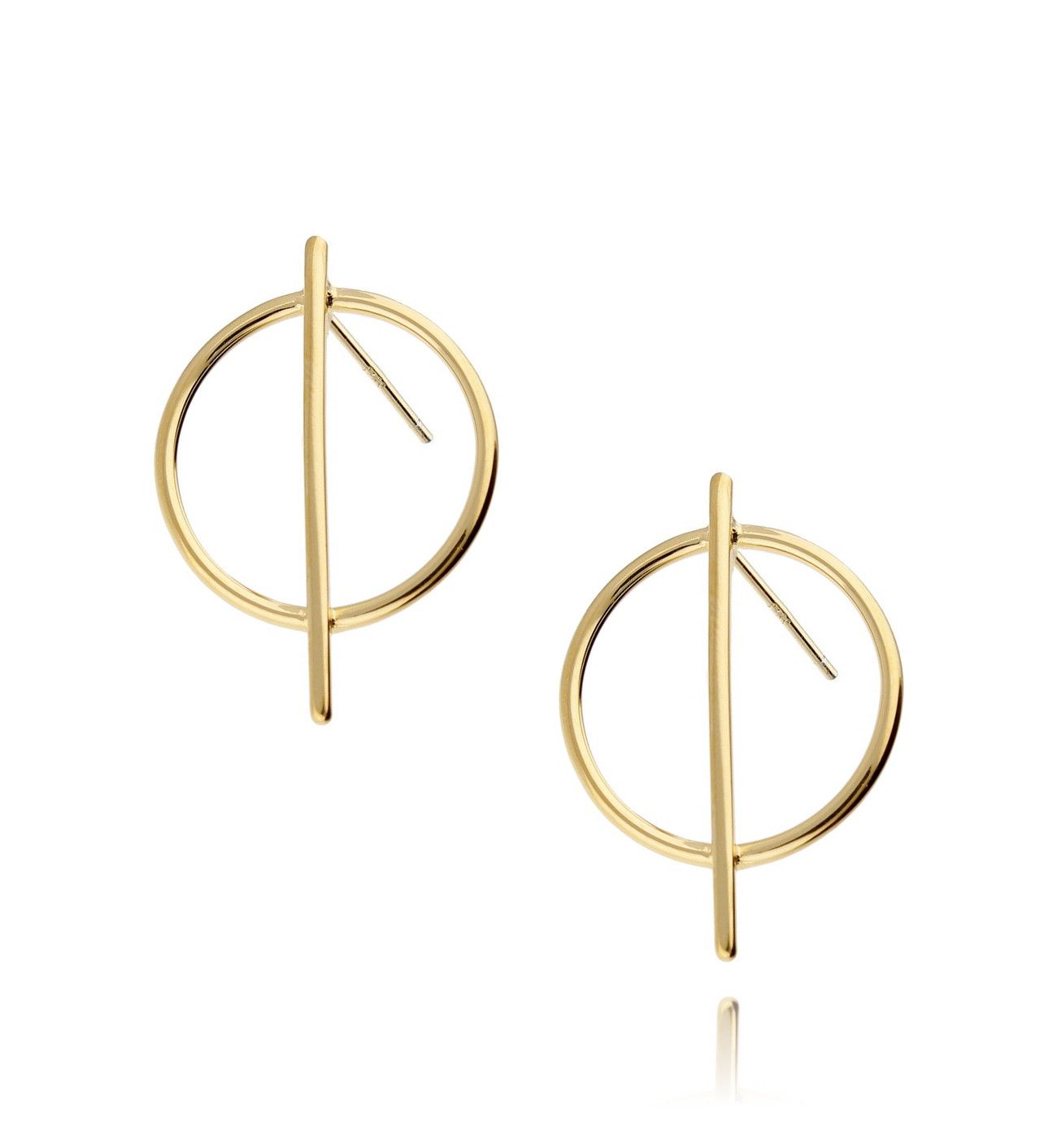 Kolczyki srebrne pozłacane geometryczne - By Dziubeka