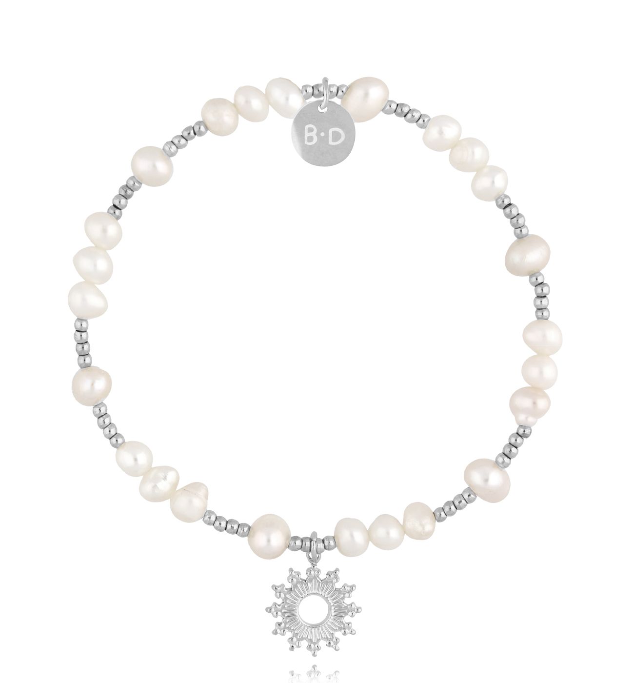 Bransoletka z perłami i srebrną zawieszką White Night Elegance BPE0109