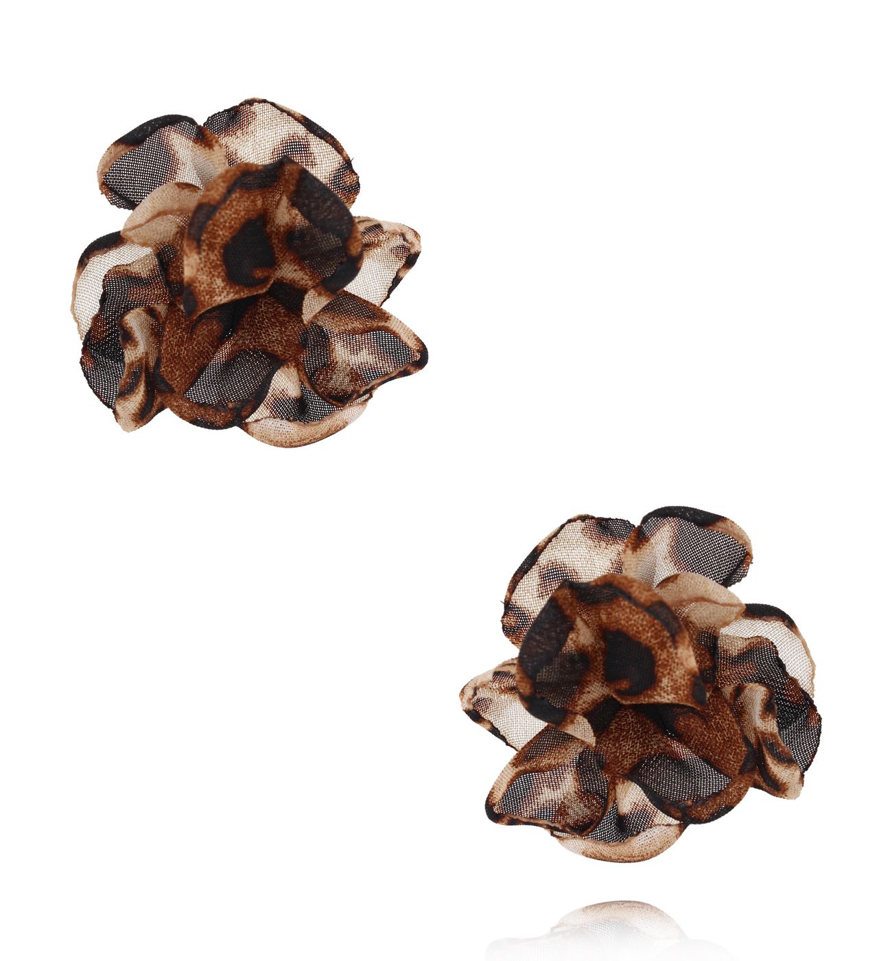 Kolczyki w panterkę krótkie materiałowe - By Dziubeka