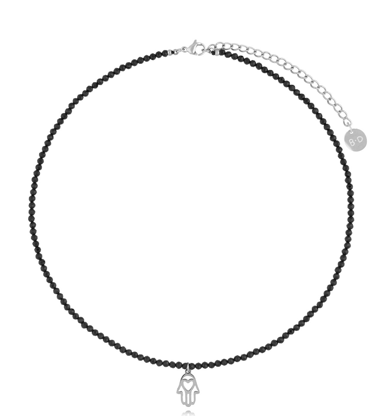 Naszyjnik z czarnymi turmalinami i ręką Fatimy Lifestyle - By Dziubeka