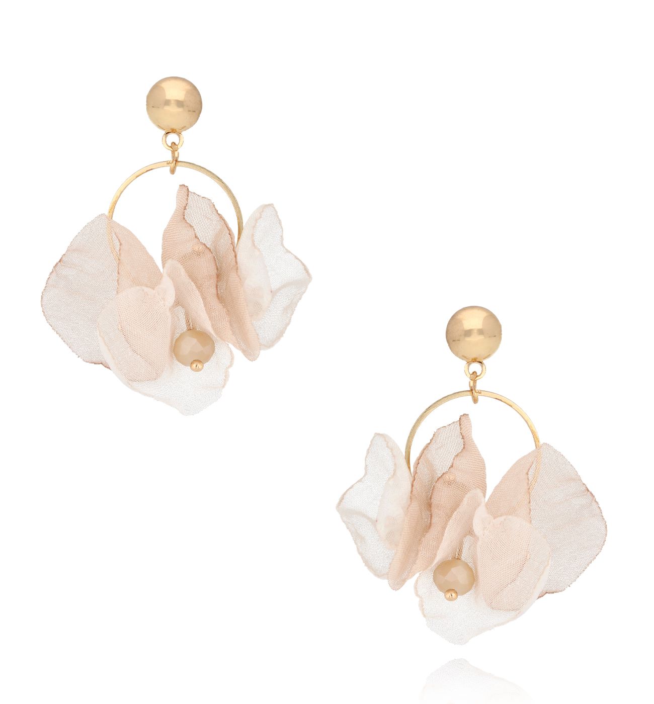 Kolczyki beżowe z szyfonu Feverfew KBL1745