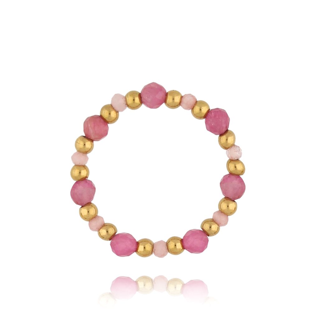 Pierścionek z jadeitami fuksjowymi Cors PSC0467