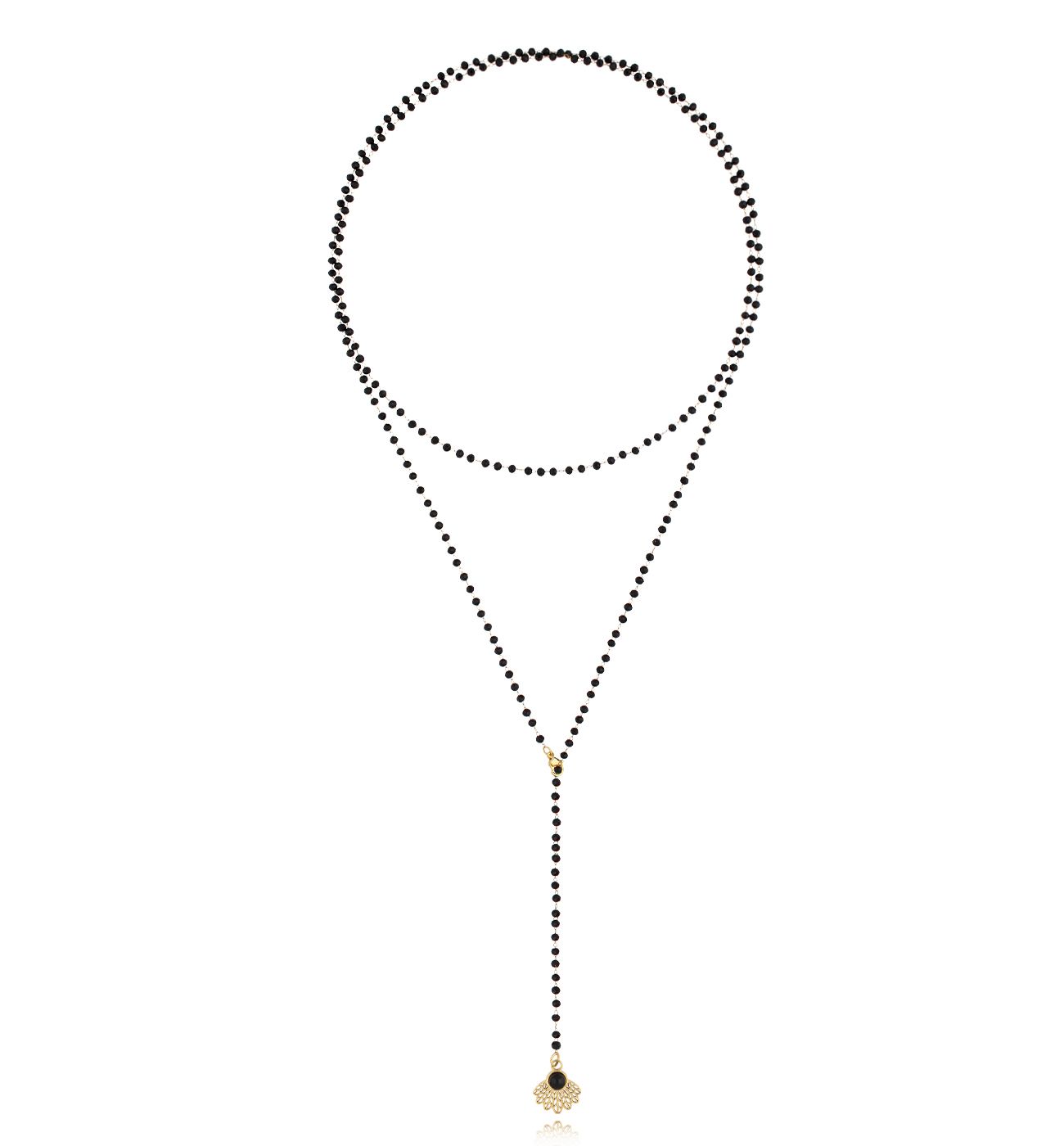 Naszyjnik z czarnymi kryształkami i zawieszką Cristalli NPA1166