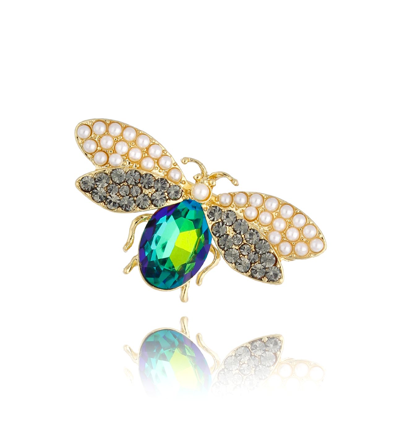 Broszka z zielonym owadem Daylight BRMI0179