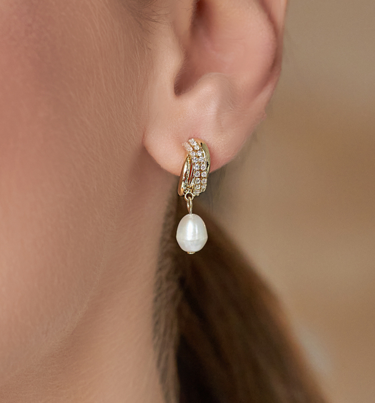 Kolczyki złote z perłami Elisha KPE0088