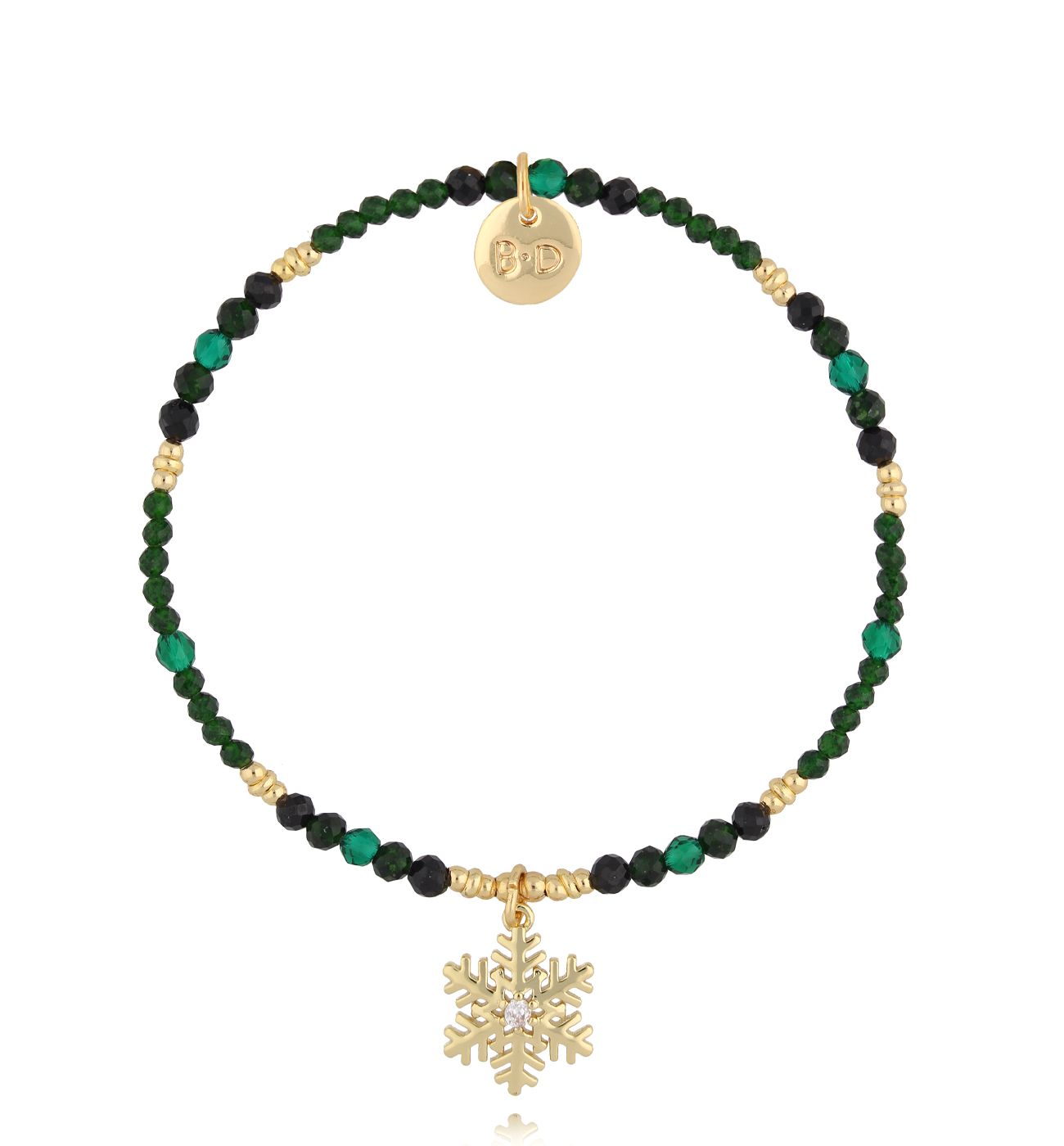 Bransoletka zielona ze śnieżynką - By Dziubeka